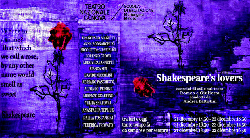 “SHAKESPEARE’S LOVERS”, corso di Alta Formazione per attore alla scuola di recitazione Mariangela Melato